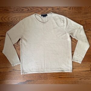 Belford Beige Tan Crew Neck Long Sleeve Women’s Sweater. Size: M 100%Cotton